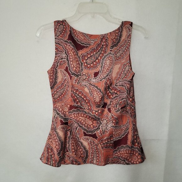 Loft Top Womens 2 Paisley Print Sleeveless Lined Zip Side Tank Shell Office - Picture 7 of 10